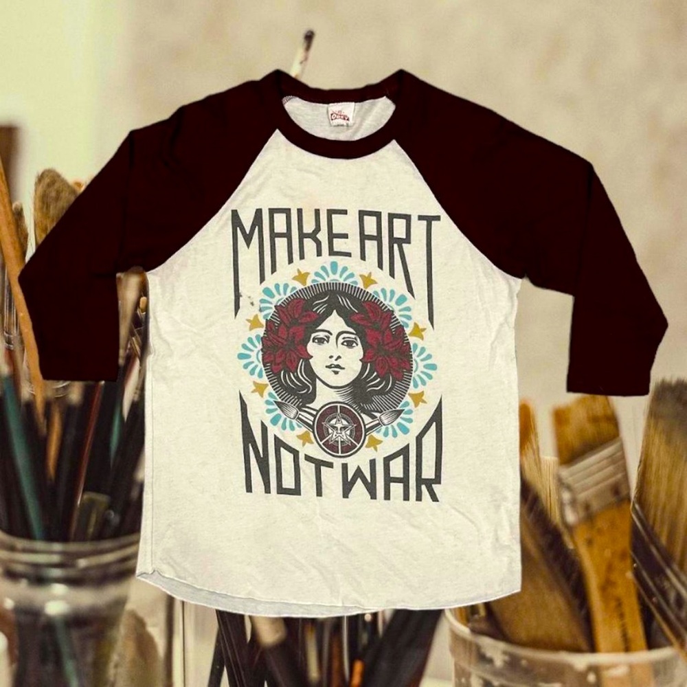 Y2K Obey 'Make Art Not War' 3/4 Sleeve Tee